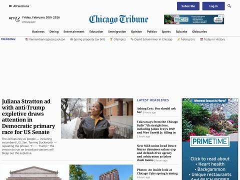 Chicago Tribune：美国芝加哥权威新闻、体育与生活资讯平台
