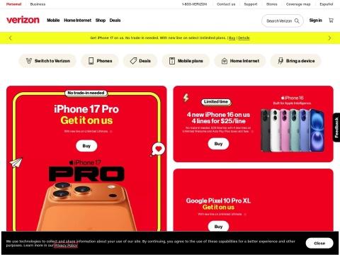 美国Verizon官网：5G网络、手机套餐与家庭互联网服务综合平台