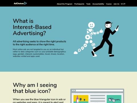 Your Ad Choices Canada - 加拿大在线广告隐私控制中心与蓝色图标说明